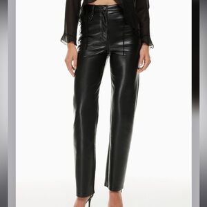 Aritzia Wilfred Melina Faux Leather Pants Women 6 Black Straight Leg High Rise